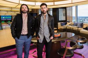 Ryan Craig (left) and Ronn Nicolli, inside the Kingpin Suite in the Palms’ Fantasy Tower.