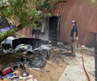 Las Vegas Fire & Rescue responded to a fire at the Bunkhouse in downtown Las Vegas on Sunday, June 13, 2021.
