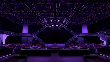 There’s never been a ceiling like this one before: 24 huge LED squares will broadcast custom content every night.