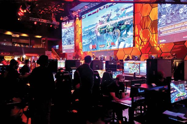 Inside the Luxor’s HyperX Esports Arena during the Super Smash Bros. Ultimate competition