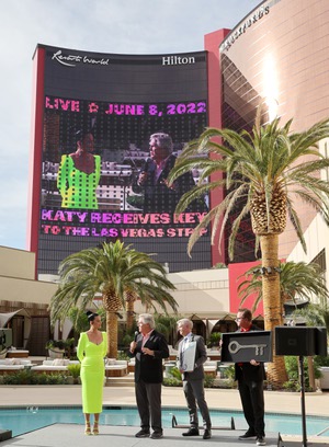 Katy Perry gets the key to the Strip at Resorts World Las Vegas.