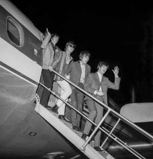 The Beatles arrive in Las Vegas on August 20, 1964.