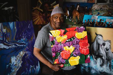 “I’ve been painting and drawing since I was a kid, [but] I never did anything with my work. Now at 68 years old, I want to see what I can accomplish.”