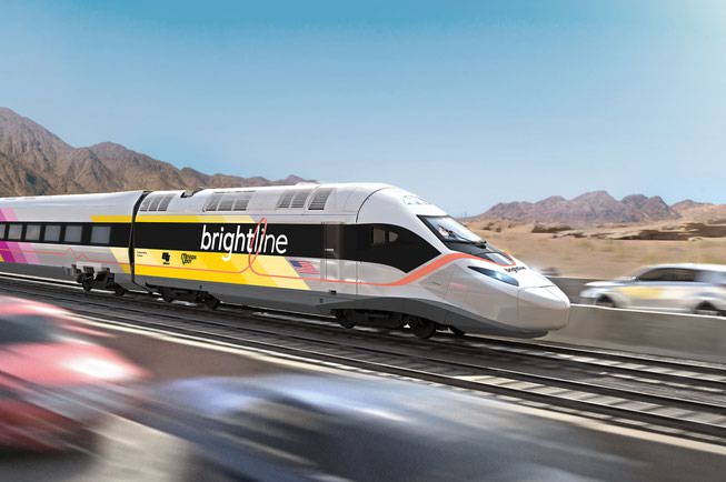 A Brightline train rendering