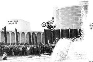 Evel Knievel jumps the Caesars fountains, 1967