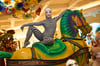 A performer from Cirque du Soliel's "O" strikes a pose in Bellagio's lobby.