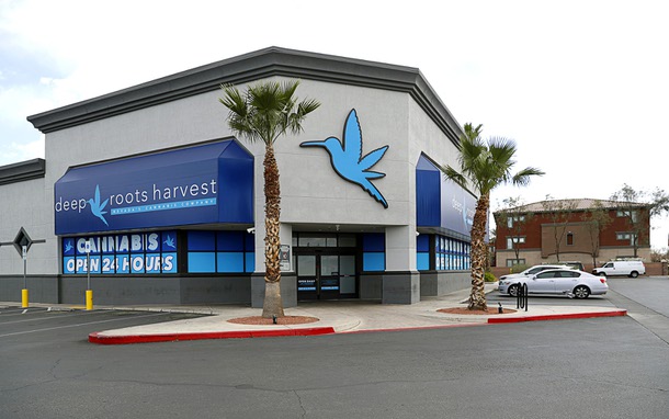 An exterior view of Deep Roots Harvest dispensary on West Cheyenne Road Tuesday, March 26, 2024.