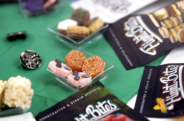 A display of edibles at Deep Roots Harvest dispensary on West Cheyenne Road Tuesday, March 26, 2024.