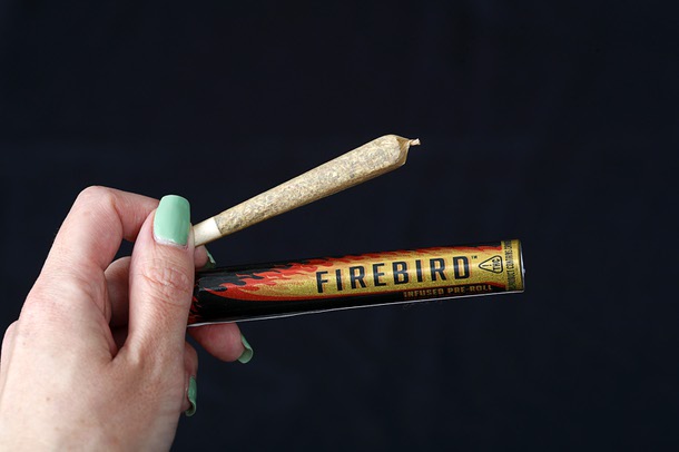 Firebird Infused Preroll is displayed at Deep Roots Harvest dispensary on West Cheyenne Road Tuesday, March 26, 2024.