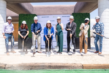 Green Our Planet and officials break ground on the Compassionate Gardens Headquarters in East Las Vegas on June 5.