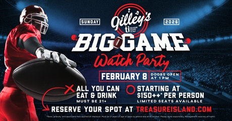 Big Game Watch Party at Gilley’s – All You Can Eat & Drink