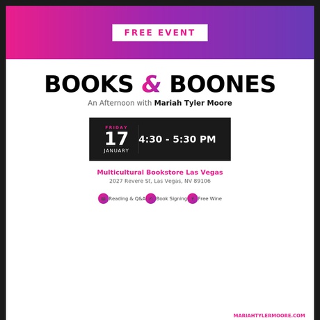 Books & Boones: An Afternoon with Mariah Tyler Moore
