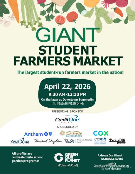 Green Our Planet’s 2026 Spring Giant Student Farmers Market 