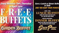 Free Buffets – Mondays through&nbsp;Thursdays