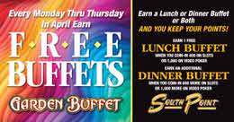 Free Buffets – Mondays through&nbsp;Thursdays