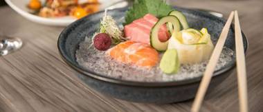 The menu mostly comprises shareable plates, except for a few truly grand entrées. Our server recommend eating in a specific order: from cold to hot, mild to spicy. That means you can expect to taste the ceviche and sushi (by chef Kiyotaka Jet Asano) first.