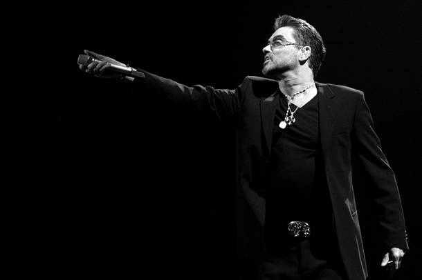 George Michael performs live at the MGM Grand Arena. 