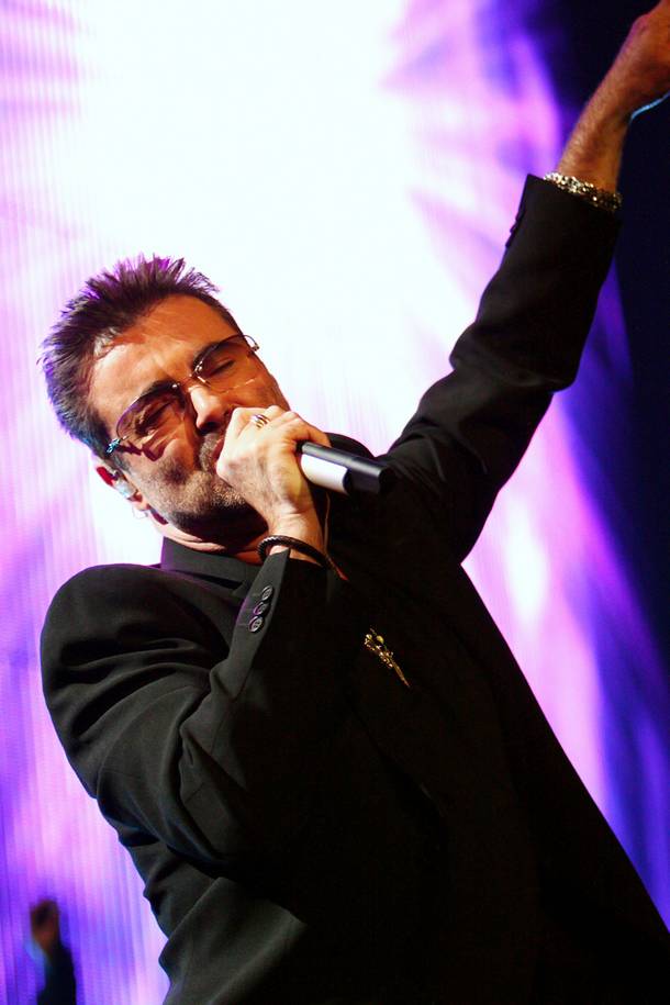 George Michael performs live at the MGM Grand Arena. 