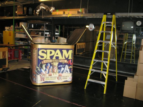 The Spam prop from which John O'Hurley appeared during the news conference announcing the show's opening in March 2007.