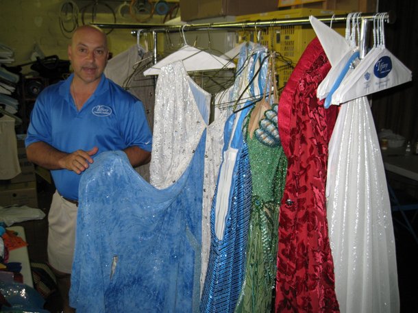 Dan Del Rossi and Spamalot's famed reversible wedding gown.