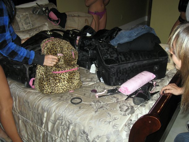 It takes a surprising amount of luggage to get ready to take your clothes off