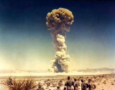“Exercise Desert Rock VI” was one of Operation Teapot’s 14 nuclear test explosions that took place between February and May of 1955 at the Nevada Test Site.

