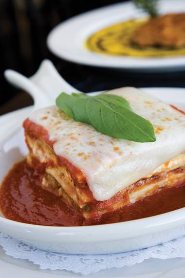 Classic Italian Bolognese lasagna with meat ragu.