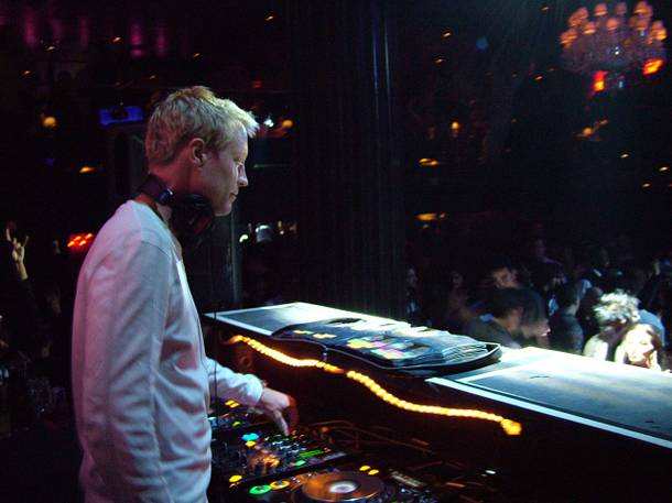 DJ Christopher Lawrence spins at Body English on March 11, 2009.