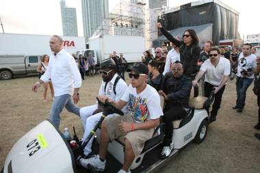 RICHARD BRIAN/STAFF PHOTO.Members of the The Black Eyed Peas before their performance at Ultra Music Festival at Bicentennial Park on March 27, 2009 in Miami.