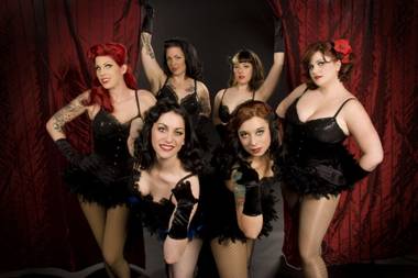The luscious ladies of the Babes in Sin burlesque troupe.