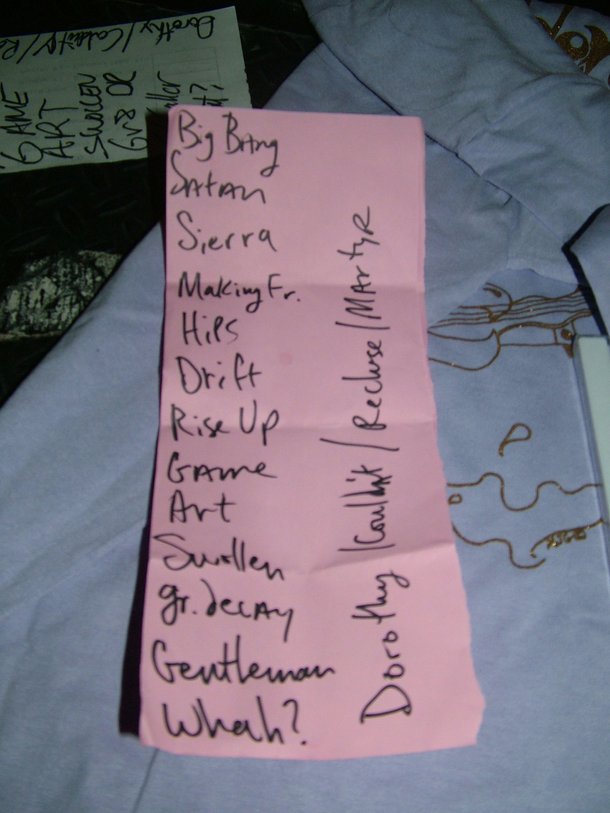 Cursive's set list from the Beauty Bar show, 6/30/09.