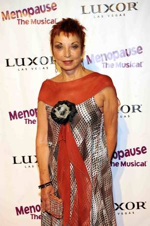 Writer Jeanie Linders arrives at the premiere of her show <em>Menopause the Musical</em> at the Luxor.