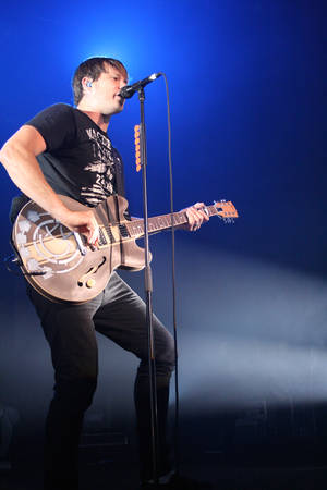Guitarist Tom DeLonge performs with Blink-182 at The Joint at The Hard Rock Hotel. 