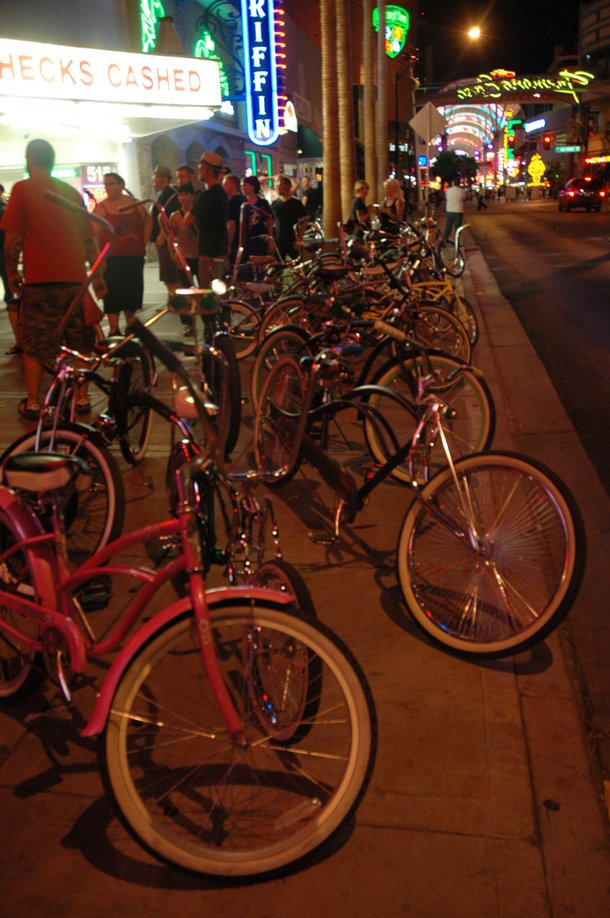 Hammer & Cycle meets once a month to ride custom bicycles in downtown Las Vegas.