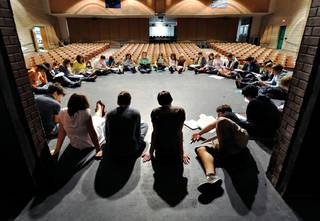 Circle time: Green Valley High students, during a read-through of The Laramie Project: 10 Years Later.
