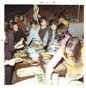 Some of "the pioneers" sharing a Thai meal in June 1969.