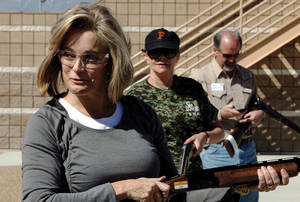 Power point: Sue Lowden loves guns, gun shows and gun people.
