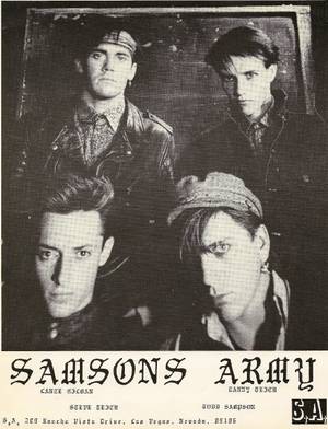 An early press photo of Samsons Army, with Todd at bottom-right.