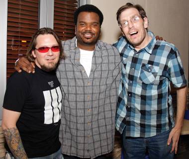 Weren’t you in Knocked Up? Fryer’s Club founders Todd Paul (left) and Geechy Guy (right), with Craig Robinson. 