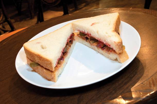 Peanut butter, Jelly, Bacon, and Jalapeno sandwich at The Beat Coffee House, Monday, November 1st, 2010