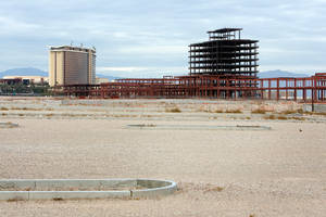 The Shops at Summerlin Center stalled mid-construction. Now all that remains is a steel shell.