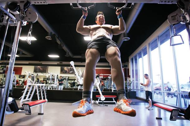 Rick Lax works out in a muscle suit at Las Vegas Athletic Club