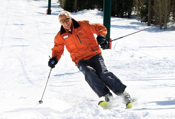 Las Vegas Ski and Snowboard Resort's most famous instructor takes a run on March 25, 2011.
