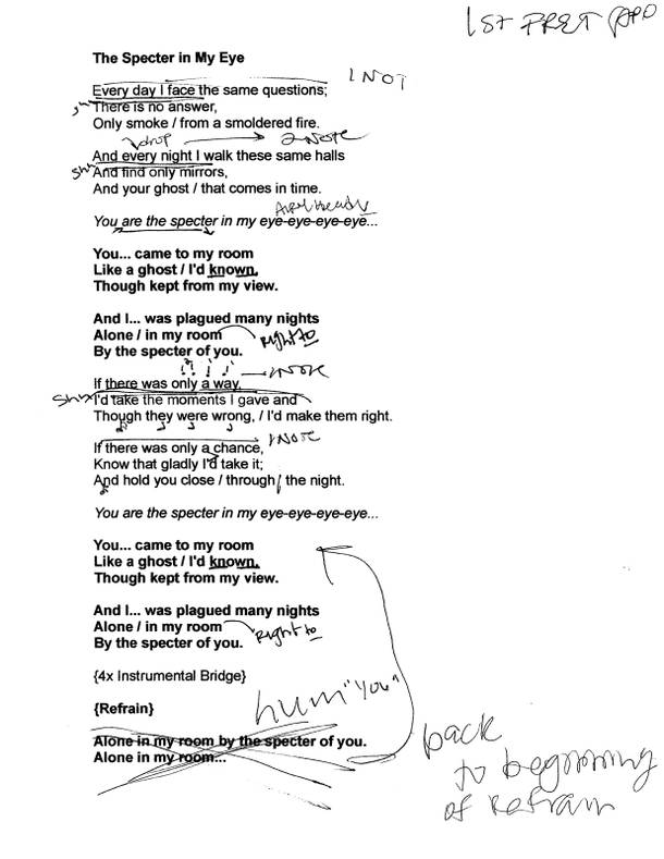 Mike Ziethlow is a stickler for lyrics. Every sheet he writes is covered with scribbles only he can decipher.