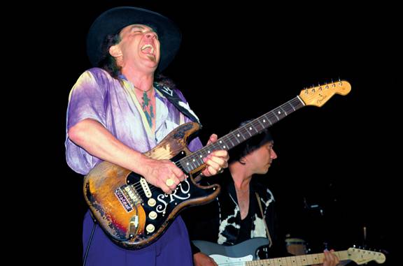 Stevie Ray Vaughan, playing his final show