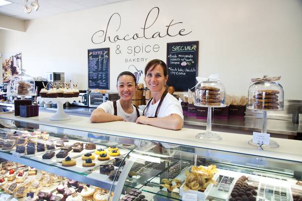 Owner Megan Romano (right) and assistant Keris Kuwana show off the pastries of the day.  