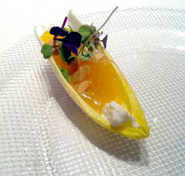 Jose Andres' endive with oranges, goat cheese, almonds.