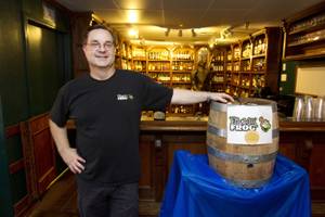 Kegger! Freakin’ Frog owner Adam Carmer is introducing the Valley to the joys of cask beer.