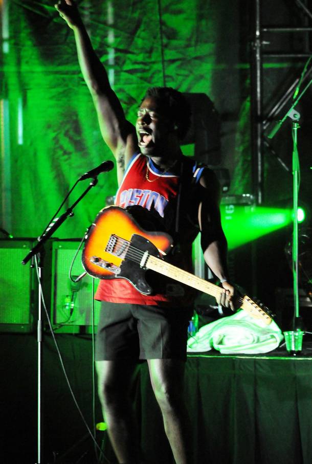 After a rain delay, Bloc Party played Boulevard Pool at Cosmopolitan on August 11, 2012. 