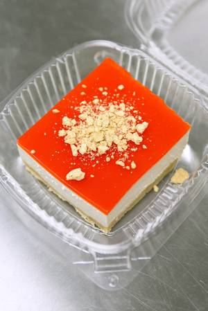 Kaba cheesecake has caramel extract, Nilla crust and Jell-O on top. We likey.